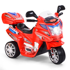 Moto Montable para Niños Moto Eléctrica Juguete de Batería 6 V con 3 Ruedas Música Incorporada Focos Función Adelante y Atrás Rojo