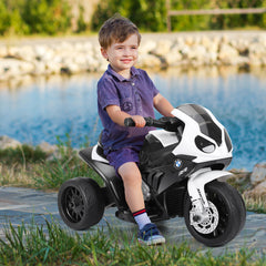 Moto Montable para Niños Motocicleta con Ruedines Faros Música 3 Ruedas Alimentada a Batería Negro 66 x 37 x 44,5 cm