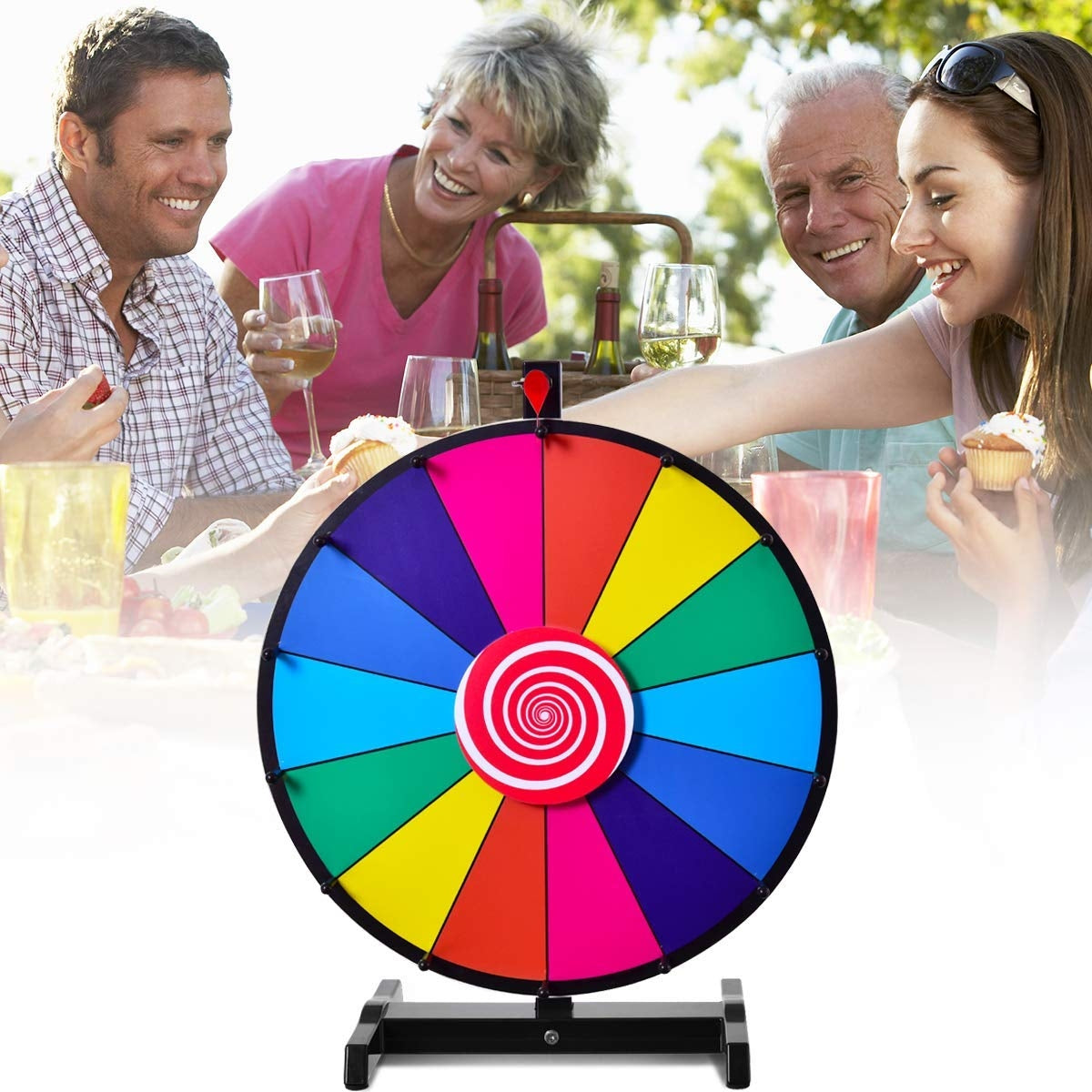 18” Ruleta de Juego con Soporte Puede Escribir y Limpiar con Bluma Borrable para Fiesta Juguete Premio Rueda
