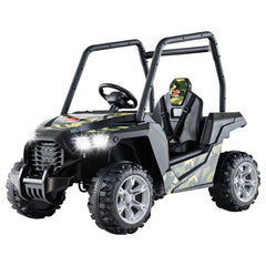 UTV para Niños Coche de Juguete a Batería de 24V con Control Remoto 3 Velocidades 2 Suspensiones de Resorte Arranque Lento Música Verde